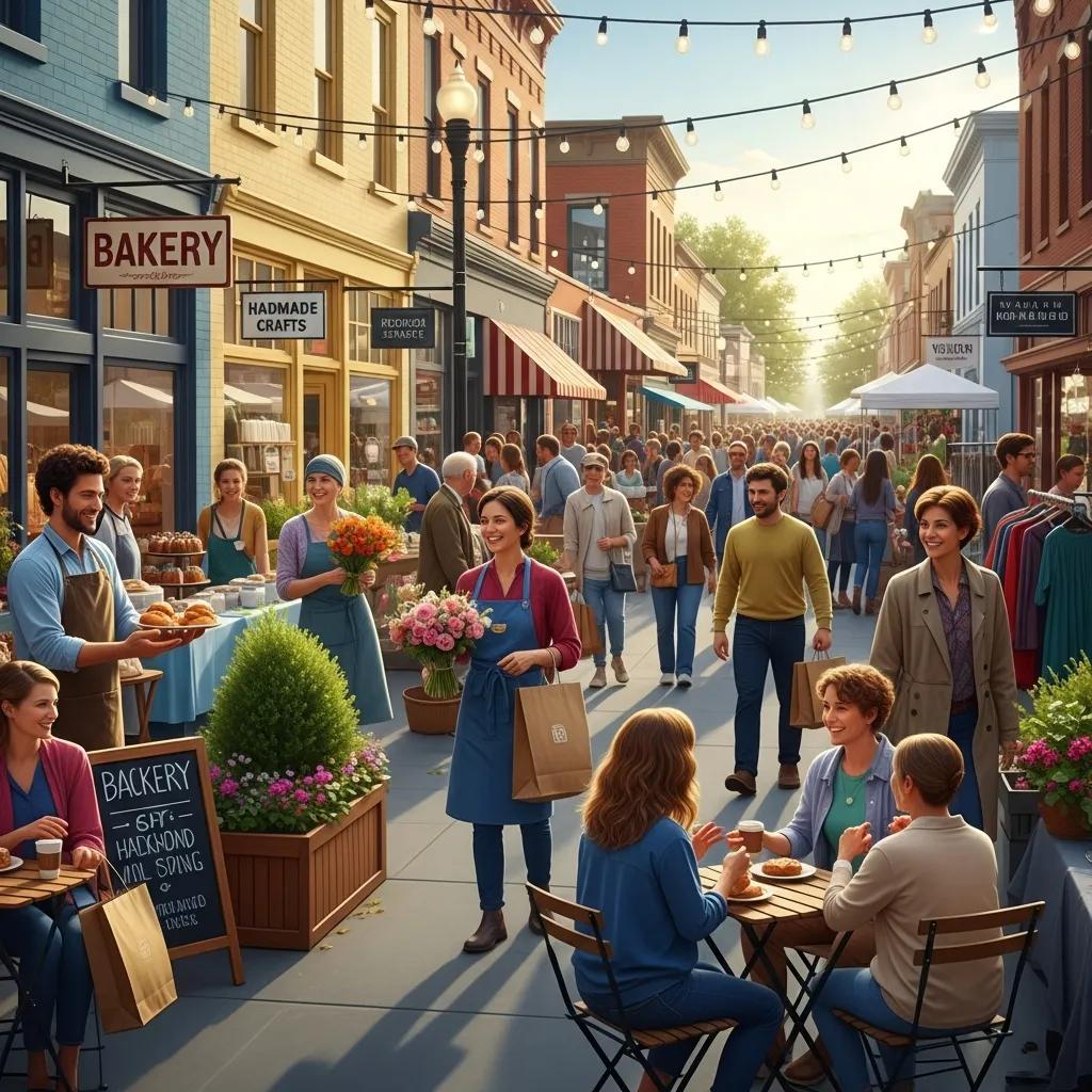 Local market scene in Columbus highlighting community support for small businesses